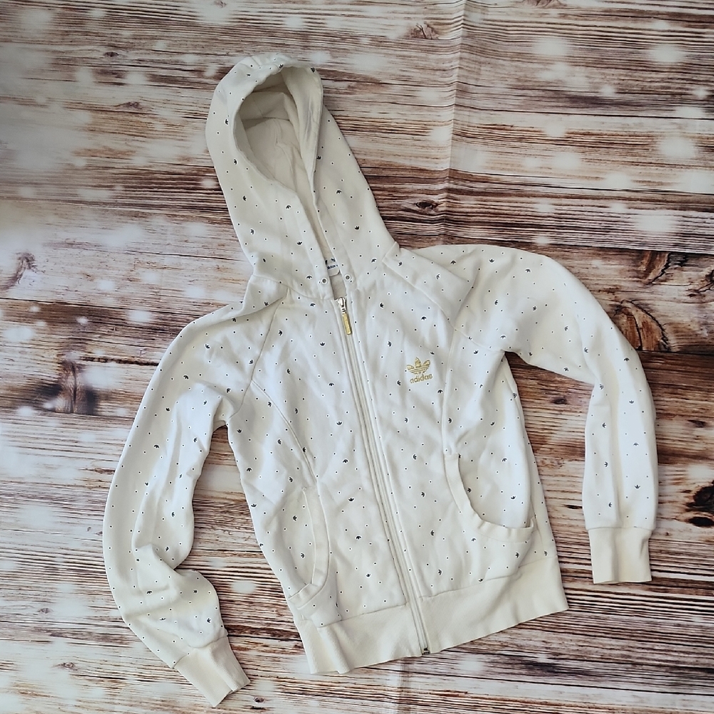 Adidas Cream Hoodie with Gold Accents